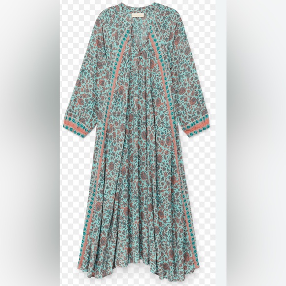 Natalie Martin Teal and Coral Floral Dress - Picture 1 of 2